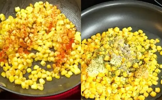 Season and dress the kernels