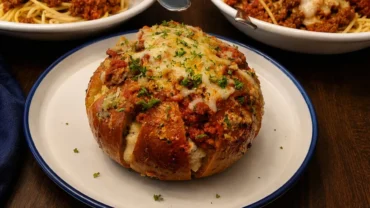 Spaghetti Garlic Bread Bowl Recipe